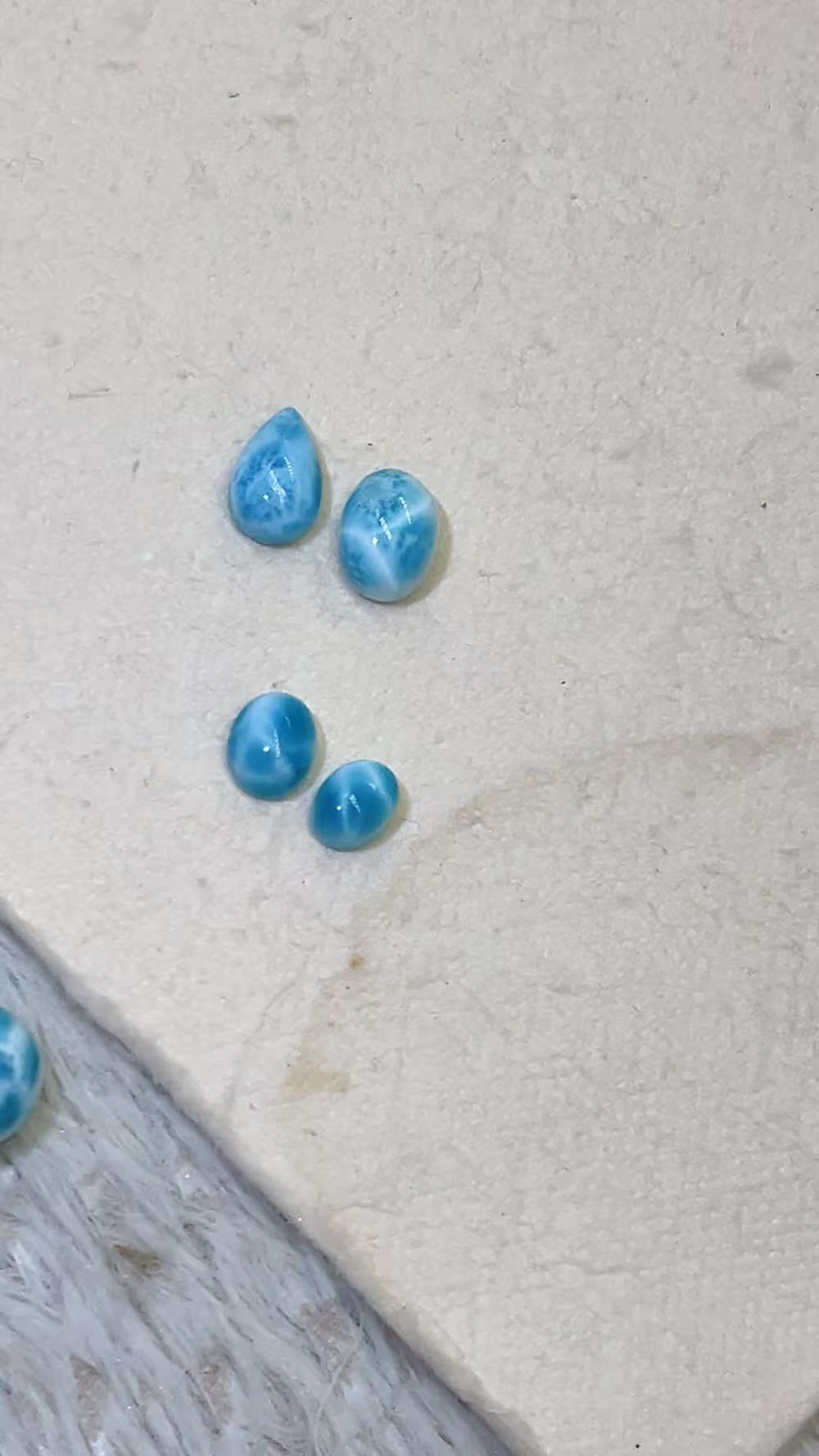 天然海紋石裸石 4件組