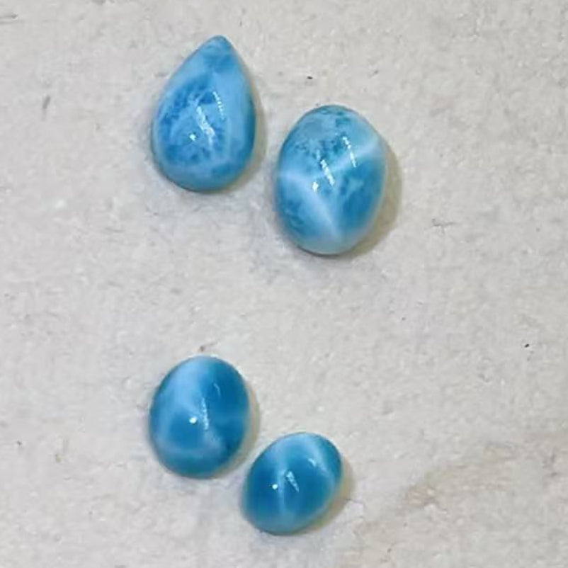 天然海紋石裸石 4件組