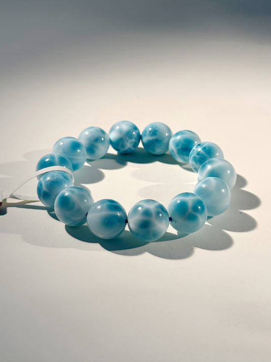 天然海紋石圓珠手鍊 波紋狀能量石
